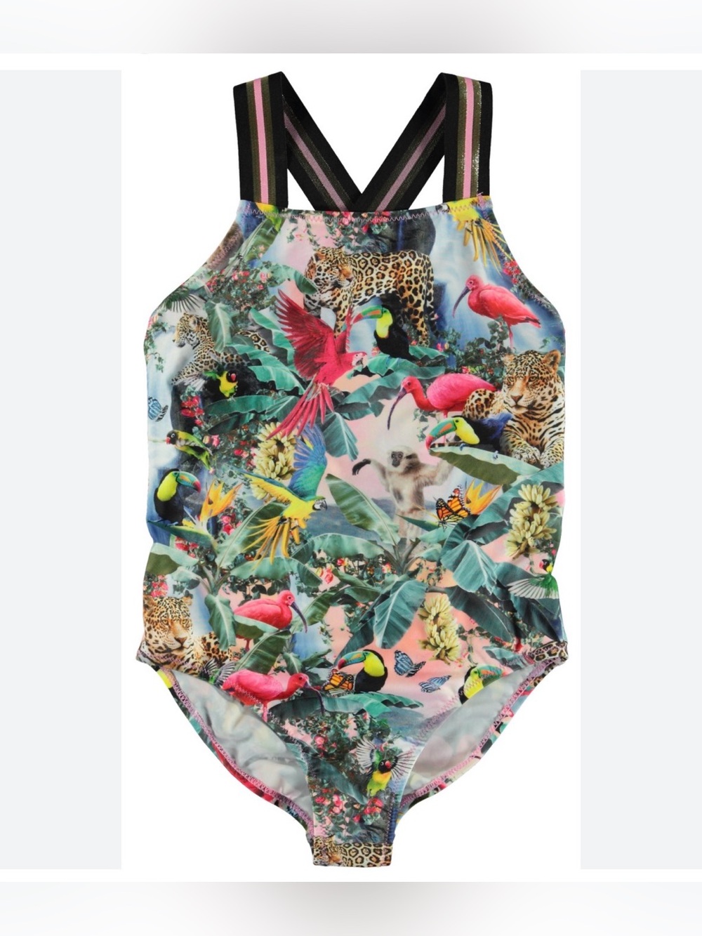 Molo Neve Girls One Piece UV Swimsuit Wild Animal Print Size 4 (104)